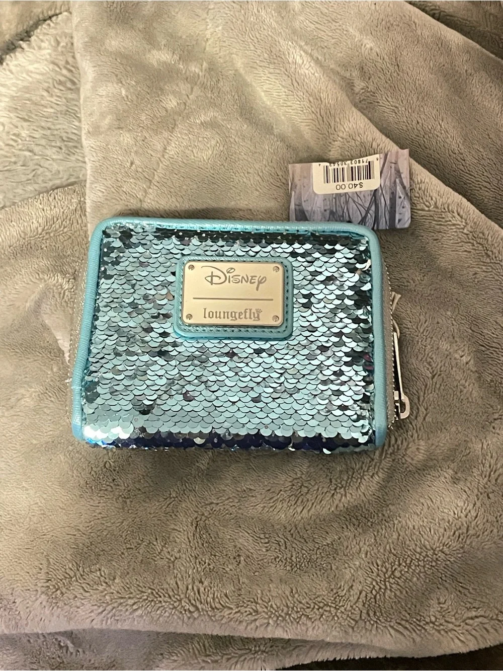 Disney Frozen lounge fly Sequin Zip Wallet - Aqua Blue